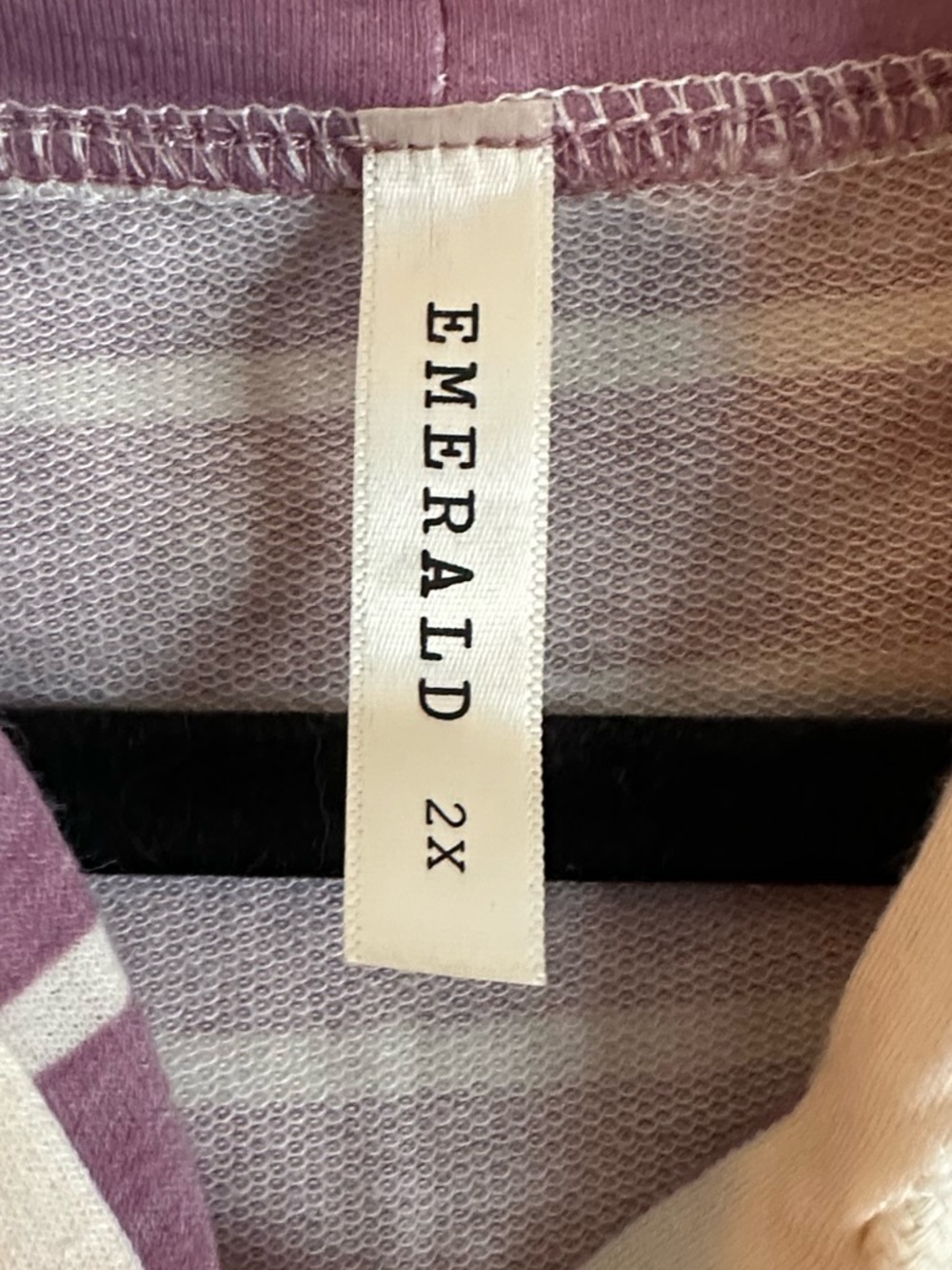 Emerald Mauve and Cream Striped Hooded Tunic - Picture 2 of 4